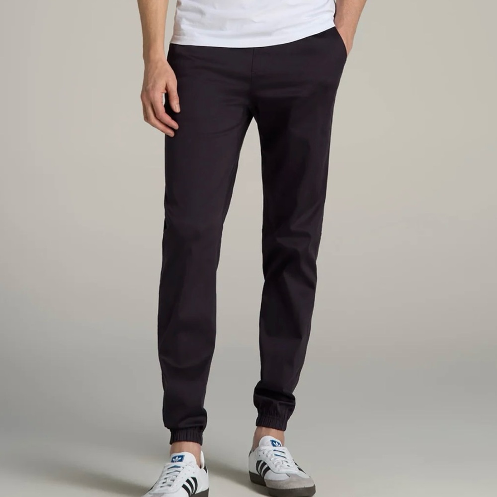 Men’s Big & Tall Casual Fabric Joggers Zip Fly Pockets Black Like New